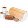 BAMBUSOVÝ CHLEBNÍK + 3 DÓZY na kávu, čaj a cukor, KOMPLETNÁ SÚPRAVA KAMILLE