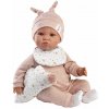 Llorens 74508 NEW BORN - realistická panenka miminko se zvuky a měkkým látkovým tělem - 45 cm (4-74508)