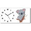 Vodorovné Sklenené hodiny na stenu Koala na strome 60x30 cm