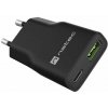 Univerzálna USB nabíjačka Natec RIBERA GaN SLIM, 20 W, 1X USB-A + 1X USB-C, Čierna (NUC-2377)