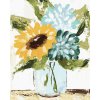 Maľovanie podľa čísel Hortenzie a slnečnice vo váze (Haley Bush), 80x100 cm, vypnuté plátno na rám (5018863)
