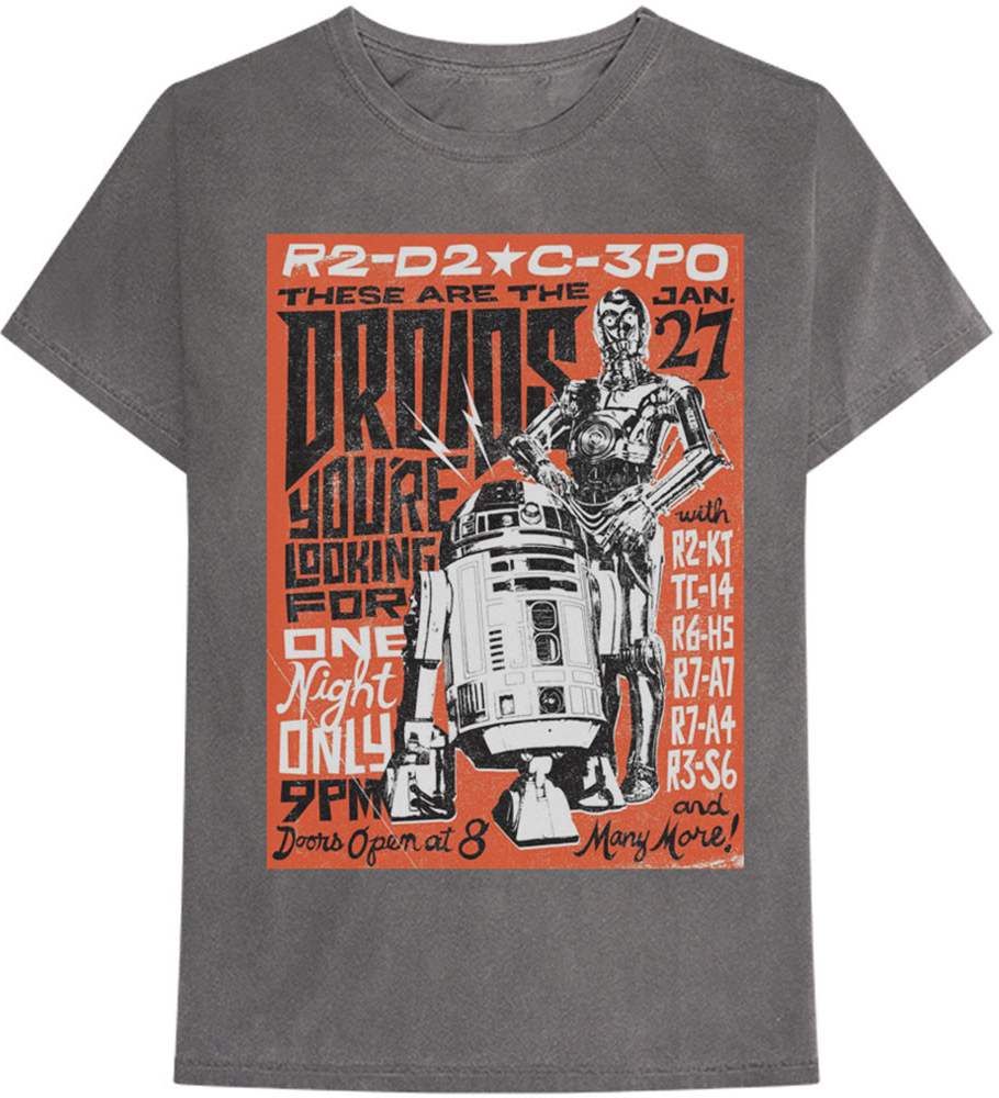 Star Wars tričko Droids Rock šedé