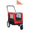 Vidaxl Vozík pre domáce zvieratá na bicykel/beh 2-v-1, červeno čierny