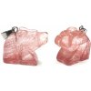 Krištáľovo ružový prívesok medveď prírodný kameň, ručne brúsená figúrka 1,8 x 2,5 x 8 mm, kamenné kamene