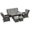 Focus Garden Focus BALTIMORE DINING + PUFY 5+1 záhradná sedacia súprava, tmavosivá 003064, NOVINKA