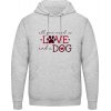 AWDis Hoodie Mikina - Dizajn s motívom - Láska a pes - Šedivá sivá - XXL - Pánske