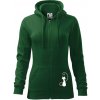 Zamilovaná mačka spredu - Mikina dámska trendy zipper s kapucňou - XL ( Fľaškovozelená )