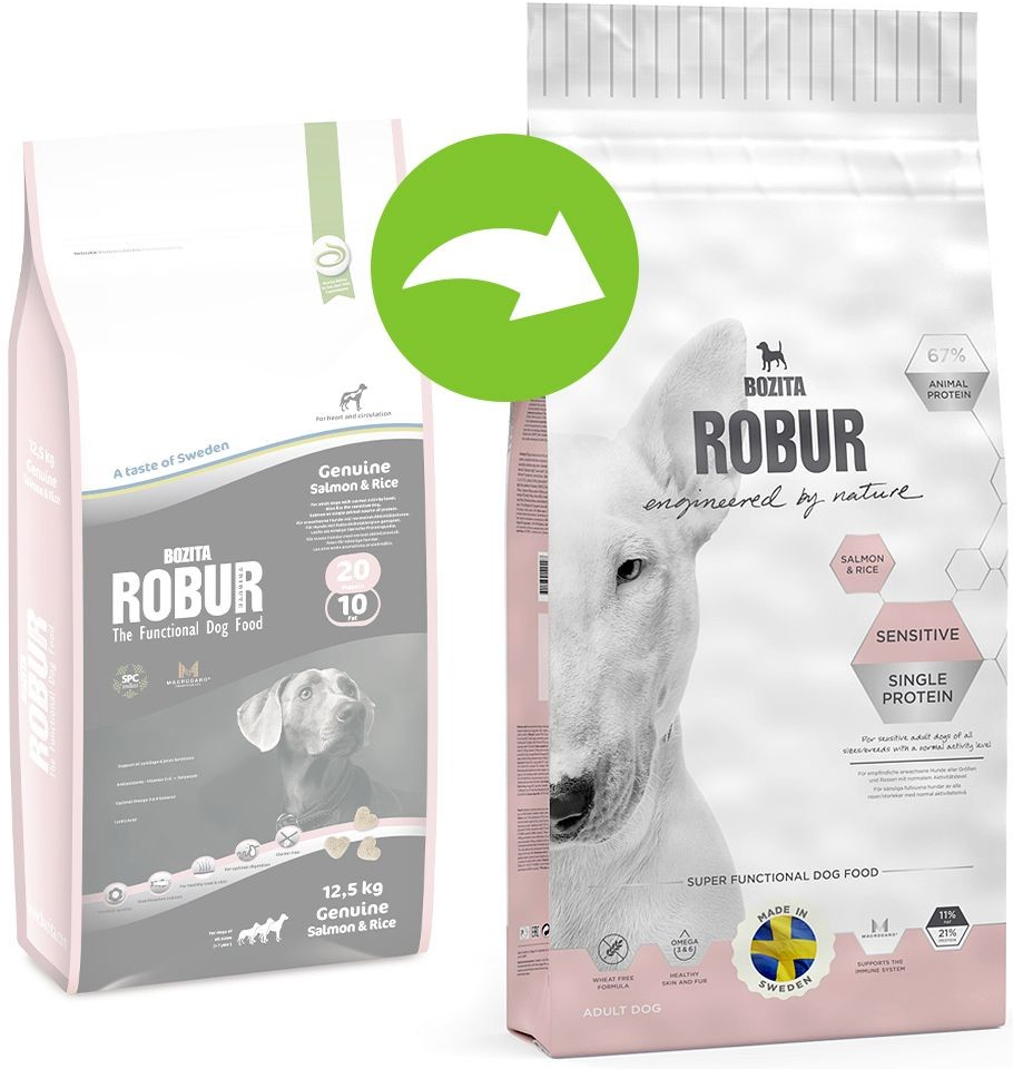 Bozita Robur Sensitive Single Protein losos & rýže 2 x 12,5 kg