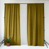 Okrovožltý/zelený ľanový záves 140x250 cm Moss Green – Linen Tales