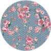 Modrý retro porcelánový dezertný tanier s bodkovaným dekorom a kvetinovým motívom o priemere 19 cm Isabelle Rose 36035