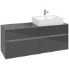 VILLEROY & BOCH Collaro závesná skrinka pod umývadlo na dosku (umývadlo vpravo), 4 zásuvky, s LED osvetlením, 1400 x 500 x 548 mm, Glossy Grey, C133B0FP