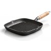 GastroKitchen Liatinová grilovacia panvica na steak s drevenou rukoväťou - 22 cm | Gastrokitchen