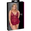 Cottelli Curves Babydoll s čipkou a nohavičkami s výrezom červená 2XL