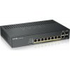 Zyxel GS1920-8HPV2 10-port Smart Managed PoE Switch Switch, 8x gigabit RJ45, 2x gigabit RJ45/SFP, 130W pro PoE