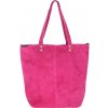 Kožená kabelka na rameno v úprave semiš 768 fuchsia MADE IN ITALY Fuchsia