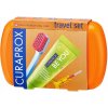 Curaprox Travel Set zubná kefka + CPS medzizubné kefky 2 ks + zubná pasta 10 ml darčeková sada, oranžový
