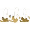 Ib Laursen Závesná dekorácia Brass Bird Gloria – set 3 ks