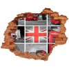Nálepka 3D diera na stenu Koláž london 90x70 cm