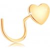 Šperky eshop - Piercing do nosa v žltom 14K zlate, zahnutý - malé ploché srdiečko GG140.16
