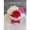 Mydlový flower box mix s červenou mašľou