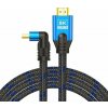 HDMI kabel (M) v2.1, Angular, 5m, 8k, Copper, Blue-Black, Golden Tips, Ethernet/3D, CL-175