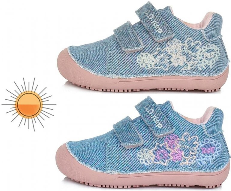 D.D.Step detské dievčenské plátené topánky Barefoot sky blue