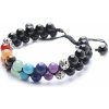 Nefertitis Achát čierny čakrový náramok dvojitý sa Shamballa zapínaním NF10883 - obvod cca 16 až 24 cm