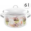 Perfect Home 13470 Smaltovaný hrniec 24cm, 6l + pokrievka, biely, levanduľa