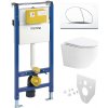 Mereo WC set - Smart flush rimless WC oblé, modul pre sadrokartón, biele oválne tlačidlo MM02NSETRT210