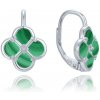 Minet JMAS7058ZE00 - Strieborné náušnice štvorlístok s malachitom