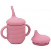 Malý Ježko Silikónový učiaci pohárik 3v1 – s náustkom a slamkou – Old Rose