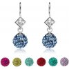 Šperky eshop - Náušnice zo striebra 925, číry krištáľ Swarovski, farebné ligotavé guličky R25.23 - Farba: Fuksiová