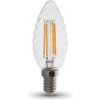 Žiarovka LED sviečková Filament E14 4W, 2700K, 320lm, VT-1985D (V-TAC)