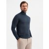 Ombre Men's knitted turtleneck with viscose - navy blue modrá XL Ombre 5902228985884