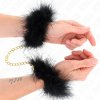 Kink - feather hand cuffs with gold chain model 0