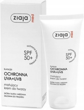 Ziaja Med Protecting UVA + UVB zmatňujúci opaľovací krém na tvár SPF50+ 50 ml