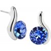 Náušnice so Swarovski Elements tmavo modrá vlnka Sapphire