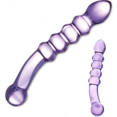 Glas - Purple Rain Ribbed Glass Dildo - Sklenené Dildo