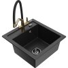 Mexen Vito, 1-komorový granitový drez 520x490x210 mm, drezová batéria Duo, čierna-strieborná metalíza, 6503-73-671701-57-B