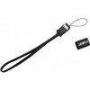 Logo USB kábel (2.0), USB A samec - microUSB samec, 0.3m, čierny, poutko na fotoaparát/MP3 prehrávač, DOPRADE