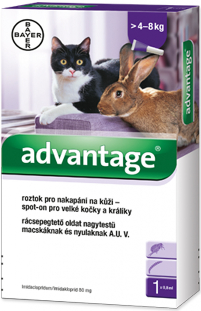 Advantage spot-on pre malé mačky a králiky 80 mg 4 x 0,8 ml