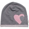 Baby Nellys detská čiapka bavlna Srdiečka s kamienkami sivá