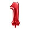 PartyDeco Fóliový balón číslo ,,1,, Červeny 86cm