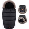 PETITE&MARS Set zimný fusak Comfy 4v1 + rukavice na kočík Furry Forever Black