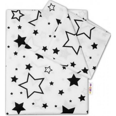 Baby Nellys obliečky Hviezdy a Hviezdičky čierné/bielé 135x100 cm