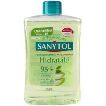 Sanytol Zelený čaj & Aloe Vera dezinfekčný hydratujúce mydlo na ruky náhradná náplň 500 ml