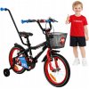 DETSKÝ BICYKEL 16 PALCOV HLINÍKOVÝ BICYKEL PRE CHLAPCA KOŠÍK A VODIACA TYČ +