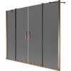 Mexen Velar Duo, 2-krídlová posuvná vaňová zástena 170 x 150 cm, 8mm šedé sklo, ružové zlato, 896-170-000-42-60