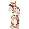 Dekorácia MagicHome Vianoce, Santa, sob a snehuliak s lampášikom, 1 LED, 2xAAA, keramika, 29x24x66 cm