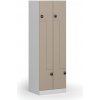 Kovová šatníková skrinka S1 Z, 4 oddiely, 1850 x 600 x 500 mm, demont, zámok s čítačkou RFID kariet, béžové dvere